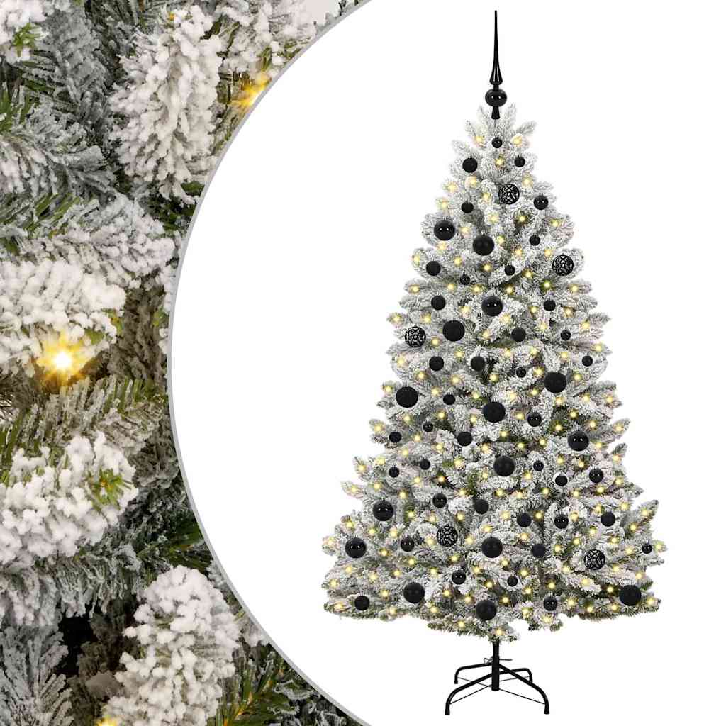 Mű karácsonyfa 300 LED-del Zöld és Fehér 180 cm PVC és fém