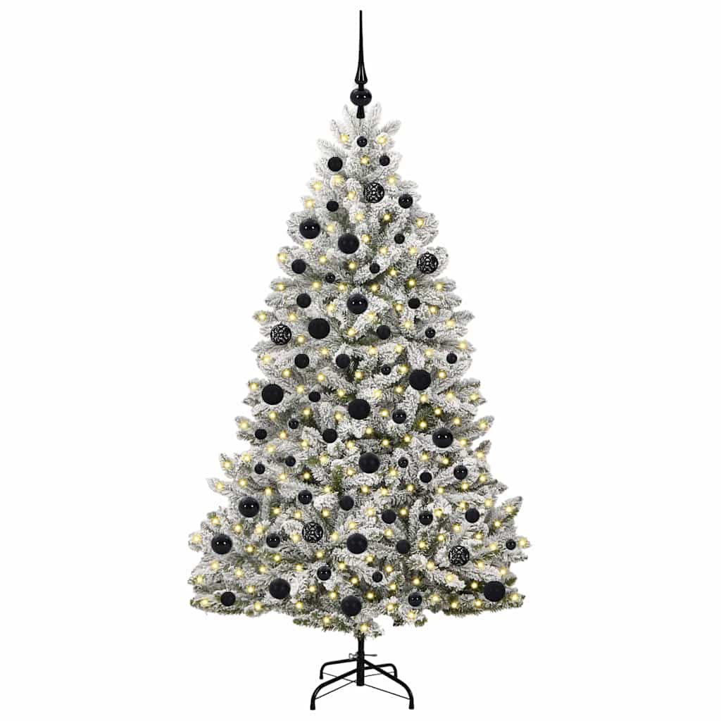 Mű karácsonyfa 300 LED-del Zöld és Fehér 180 cm PVC és fém