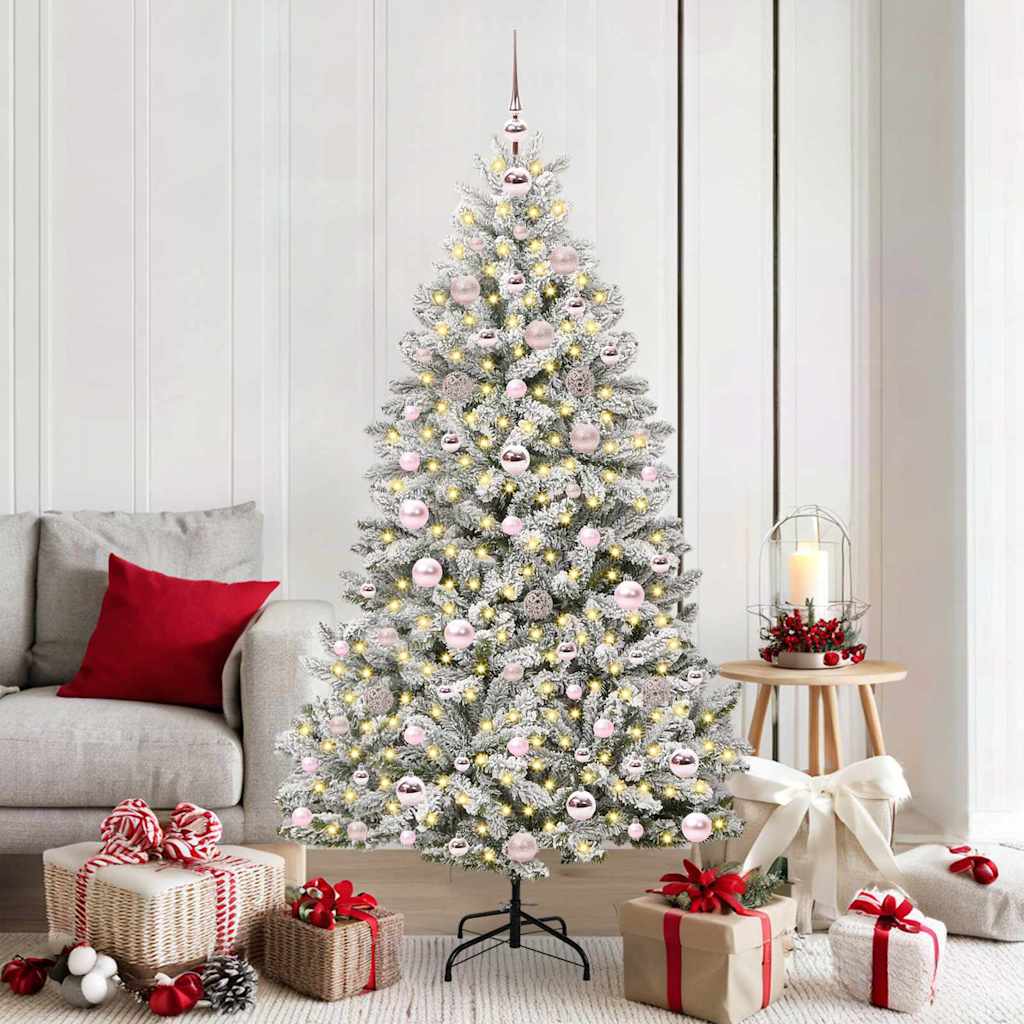 Mű karácsonyfa 300 LED-del Zöld és Fehér 180 cm PVC és fém