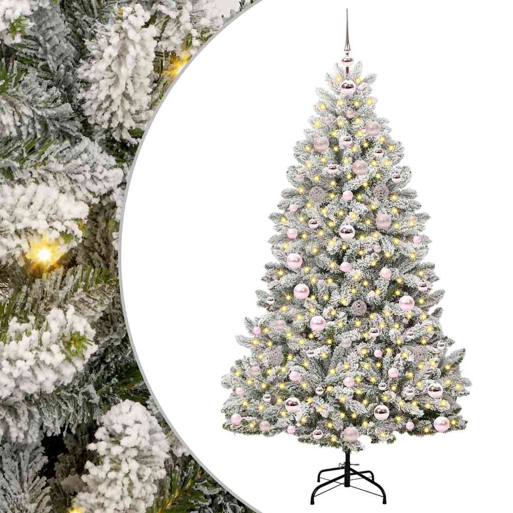 Mű karácsonyfa 300 LED-del Zöld és Fehér 180 cm PVC és fém