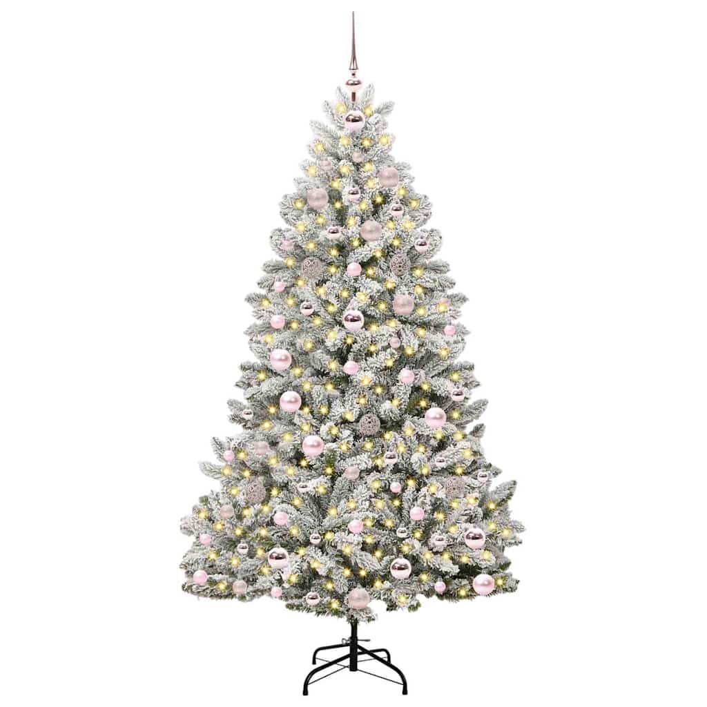 Mű karácsonyfa 300 LED-del Zöld és Fehér 180 cm PVC és fém