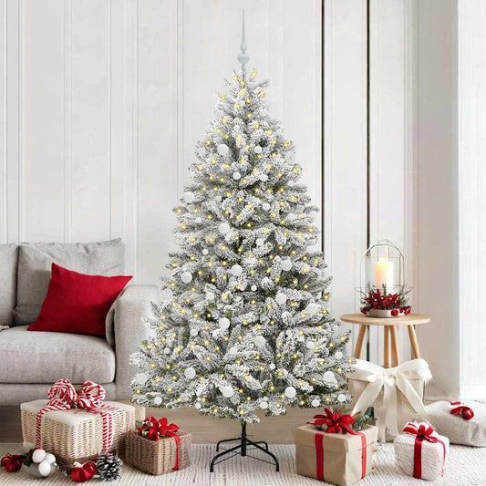 Mű karácsonyfa 300 LED-del Zöld és Fehér 180 cm PVC és fém