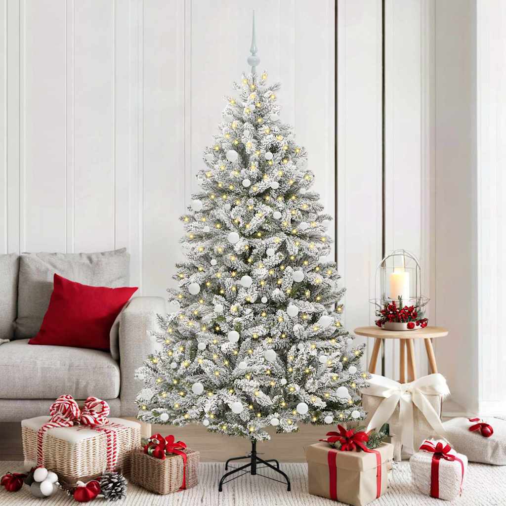 Mű karácsonyfa 300 LED-del Zöld és Fehér 180 cm PVC és fém