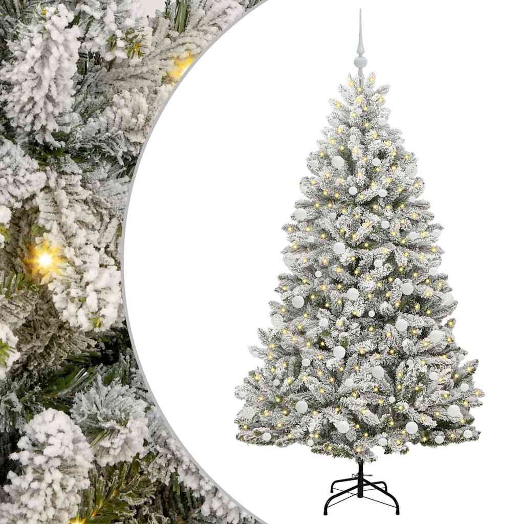 Mű karácsonyfa 300 LED-del Zöld és Fehér 180 cm PVC és fém