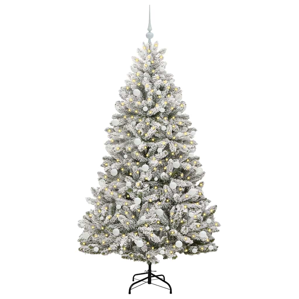 Mű karácsonyfa 300 LED-del Zöld és Fehér 180 cm PVC és fém