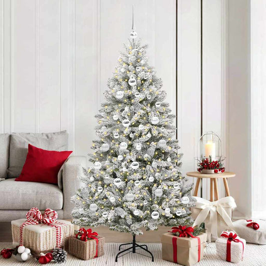 Mű karácsonyfa 300 LED-del Zöld és Fehér 180 cm PVC és fém