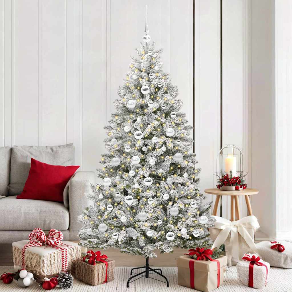 Mű karácsonyfa 300 LED-del Zöld és Fehér 180 cm PVC és fém