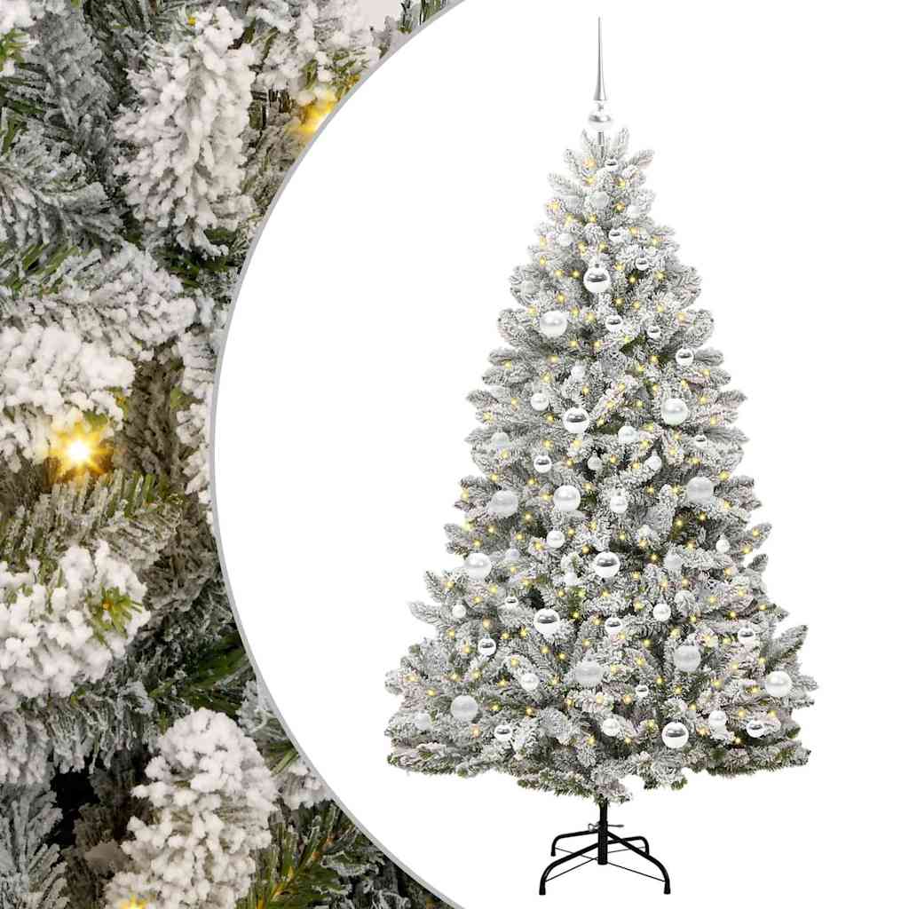 Mű karácsonyfa 300 LED-del Zöld és Fehér 180 cm PVC és fém