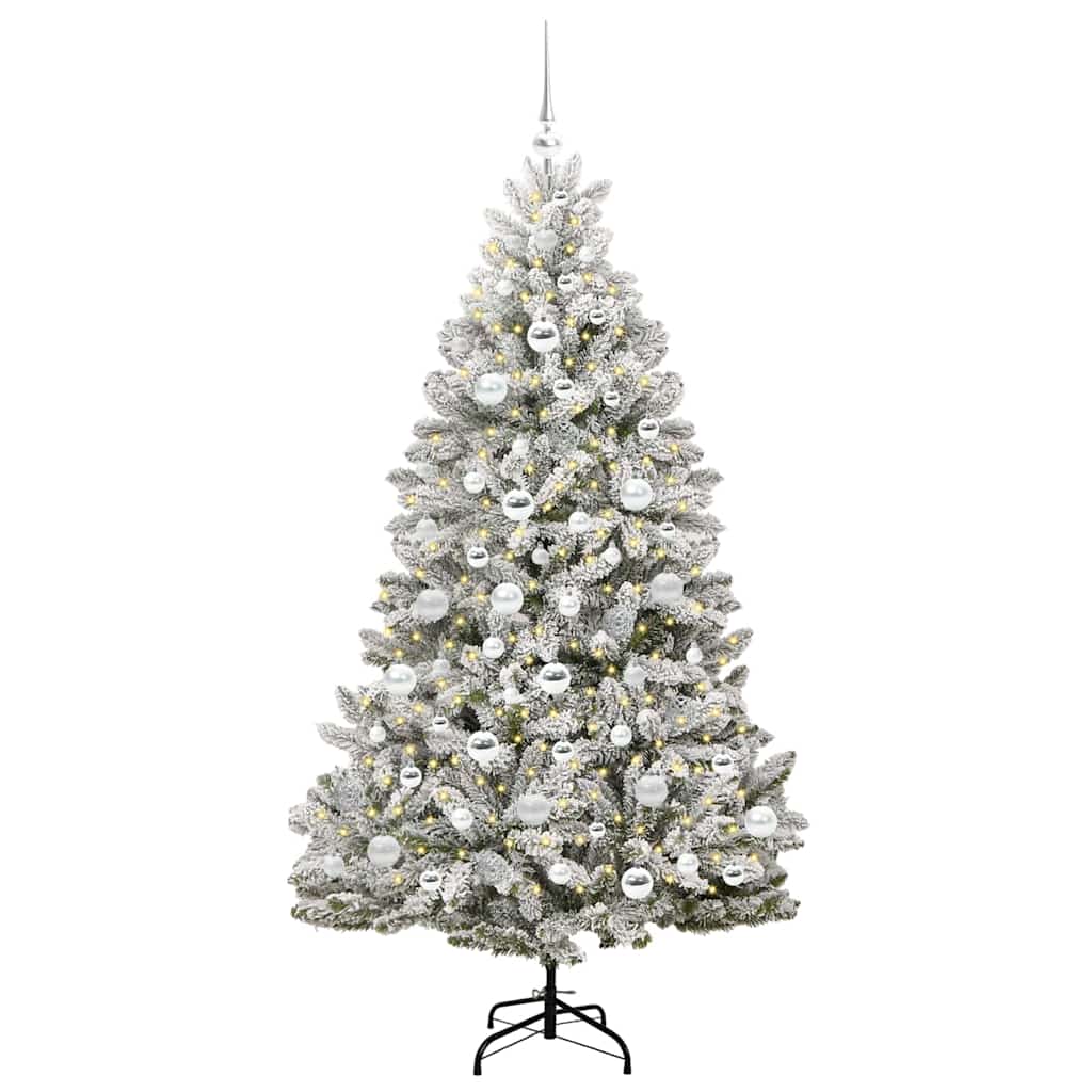 Mű karácsonyfa 300 LED-del Zöld és Fehér 180 cm PVC és fém