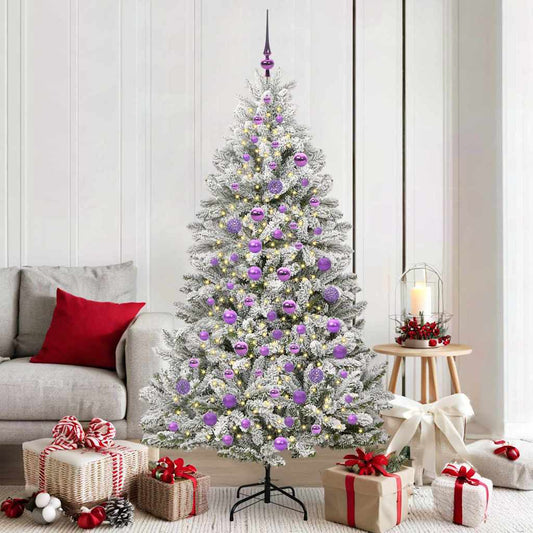 Mű karácsonyfa 300 LED-del Zöld és Fehér 180 cm PVC és fém