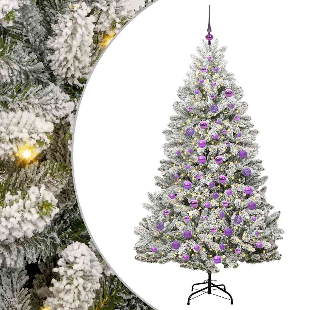 Mű karácsonyfa 300 LED-del Zöld és Fehér 180 cm PVC és fém