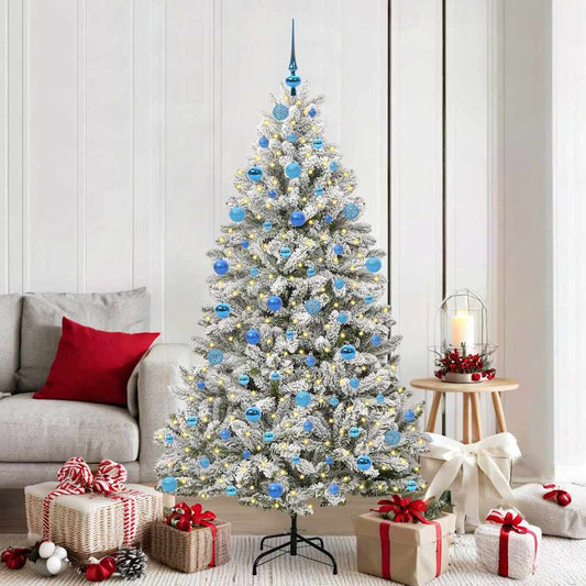 Mű karácsonyfa 300 LED-del Zöld és Fehér 180 cm PVC és fém
