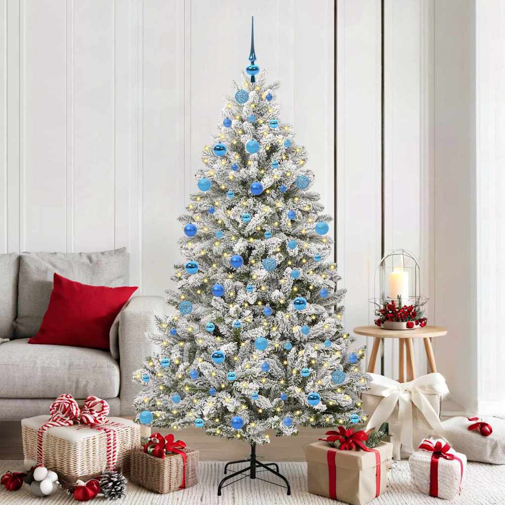 Mű karácsonyfa 300 LED-del Zöld és Fehér 180 cm PVC és fém