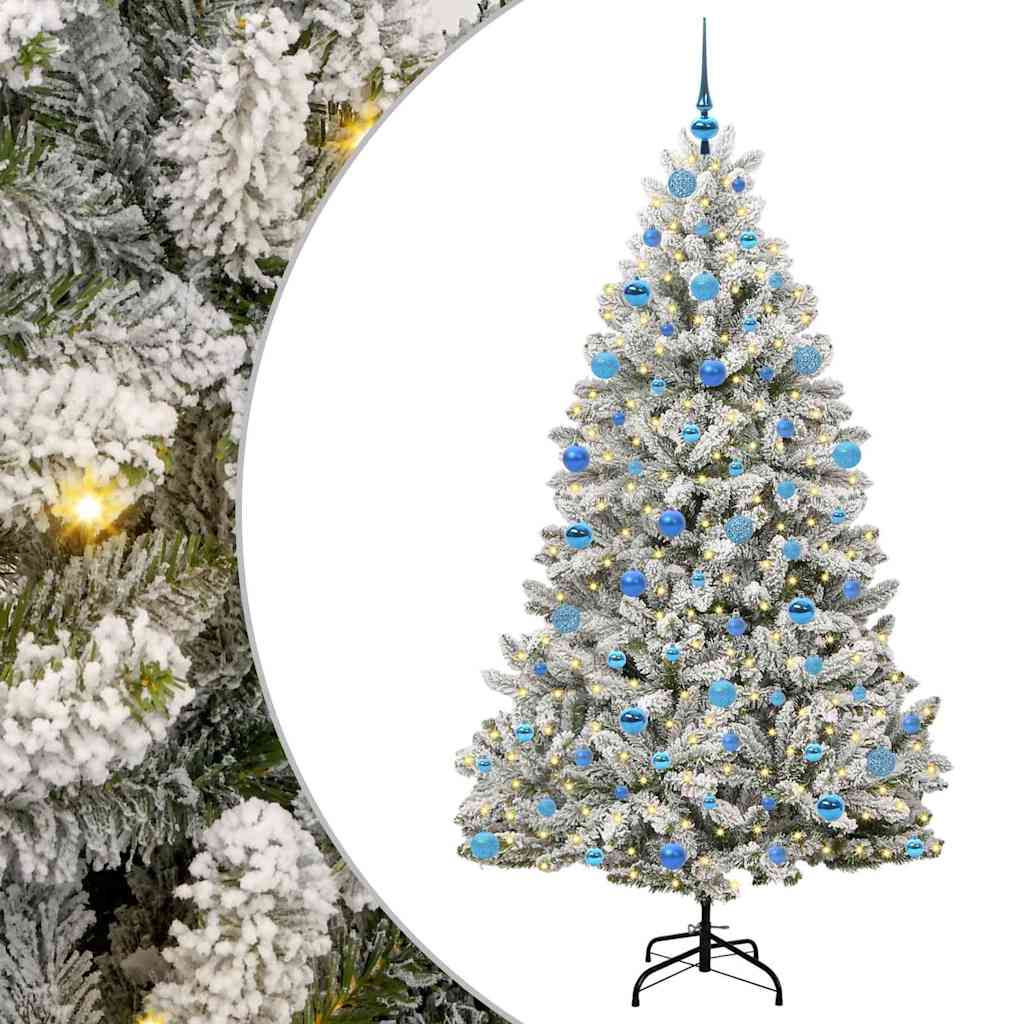 Mű karácsonyfa 300 LED-del Zöld és Fehér 180 cm PVC és fém