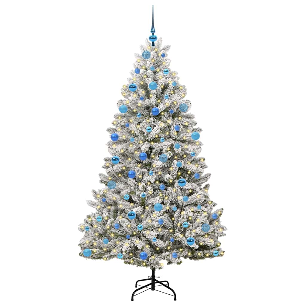 Mű karácsonyfa 300 LED-del Zöld és Fehér 180 cm PVC és fém