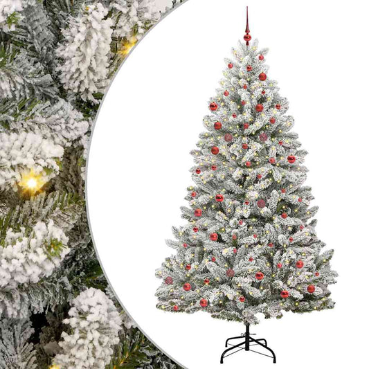 Mű karácsonyfa 300 LED-del Zöld és Fehér 210 cm PVC és fém