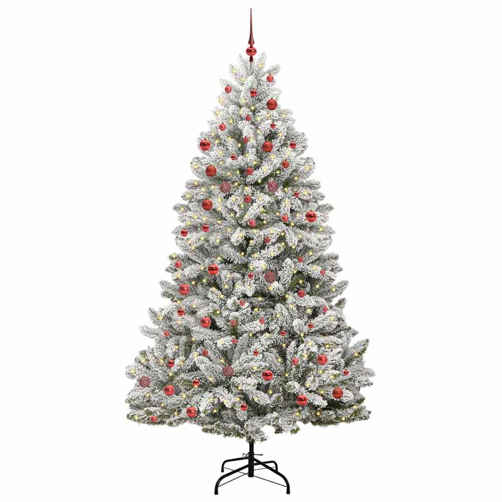 Mű karácsonyfa 300 LED-del Zöld és Fehér 210 cm PVC és fém