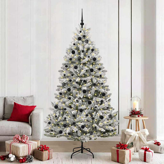 Mű karácsonyfa 300 LED-del Zöld és Fehér 210 cm PVC és fém