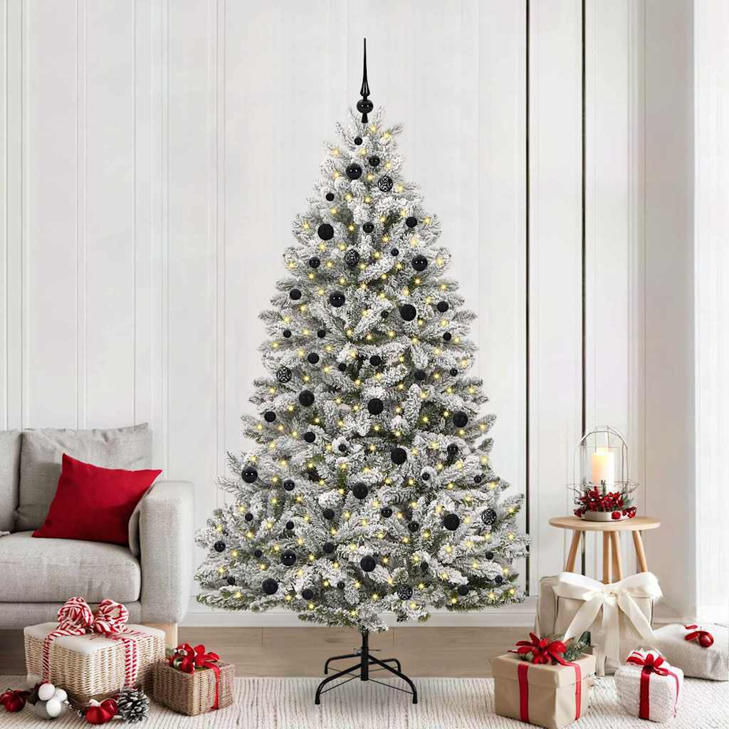 Mű karácsonyfa 300 LED-del Zöld és Fehér 210 cm PVC és fém