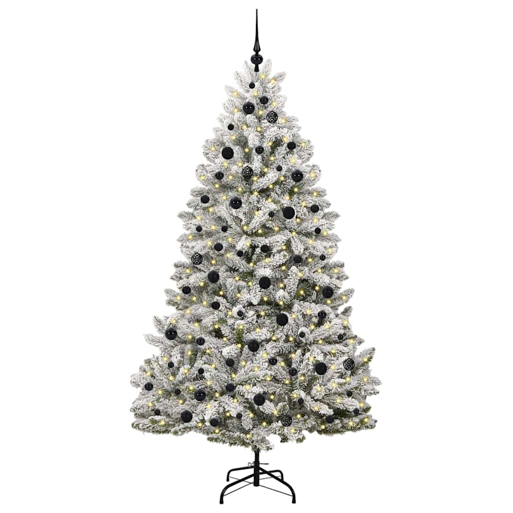 Mű karácsonyfa 300 LED-del Zöld és Fehér 210 cm PVC és fém