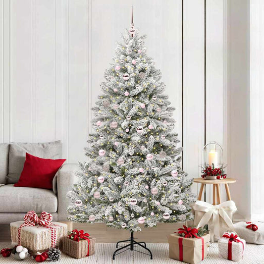 Mű karácsonyfa 300 LED-del Zöld és Fehér 210 cm PVC és fém