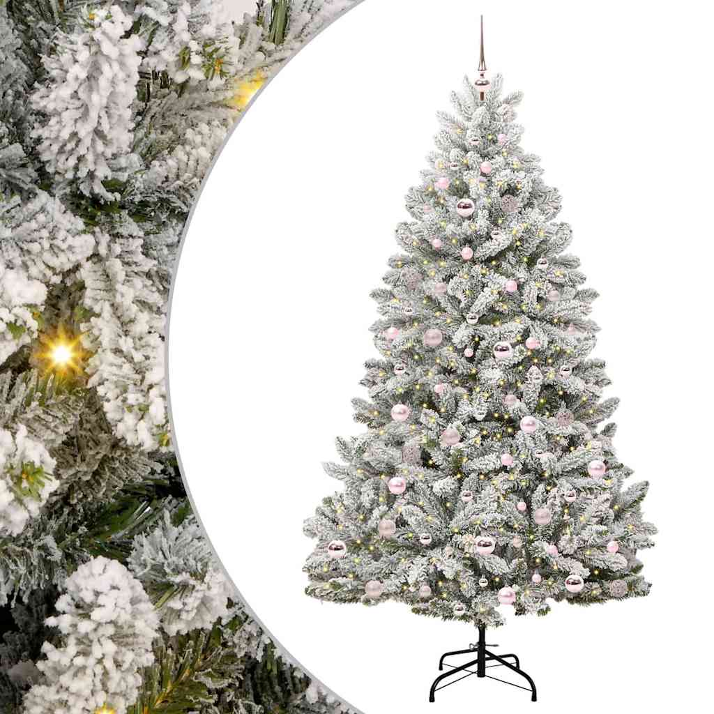 Mű karácsonyfa 300 LED-del Zöld és Fehér 210 cm PVC és fém
