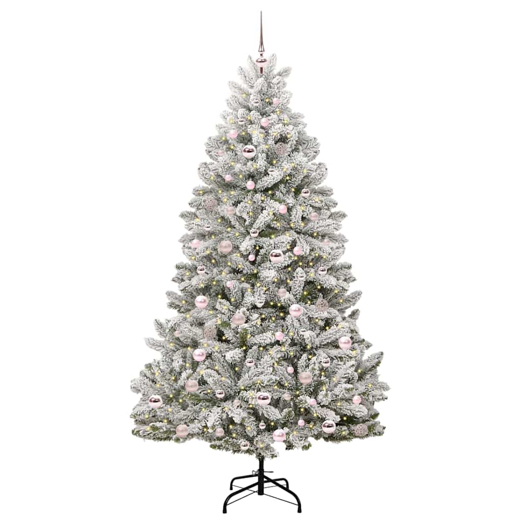 Mű karácsonyfa 300 LED-del Zöld és Fehér 210 cm PVC és fém