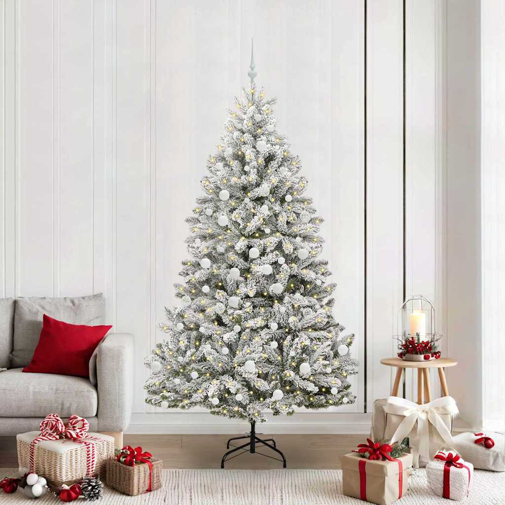 Mű karácsonyfa 300 LED-del Zöld és Fehér 210 cm PVC és fém