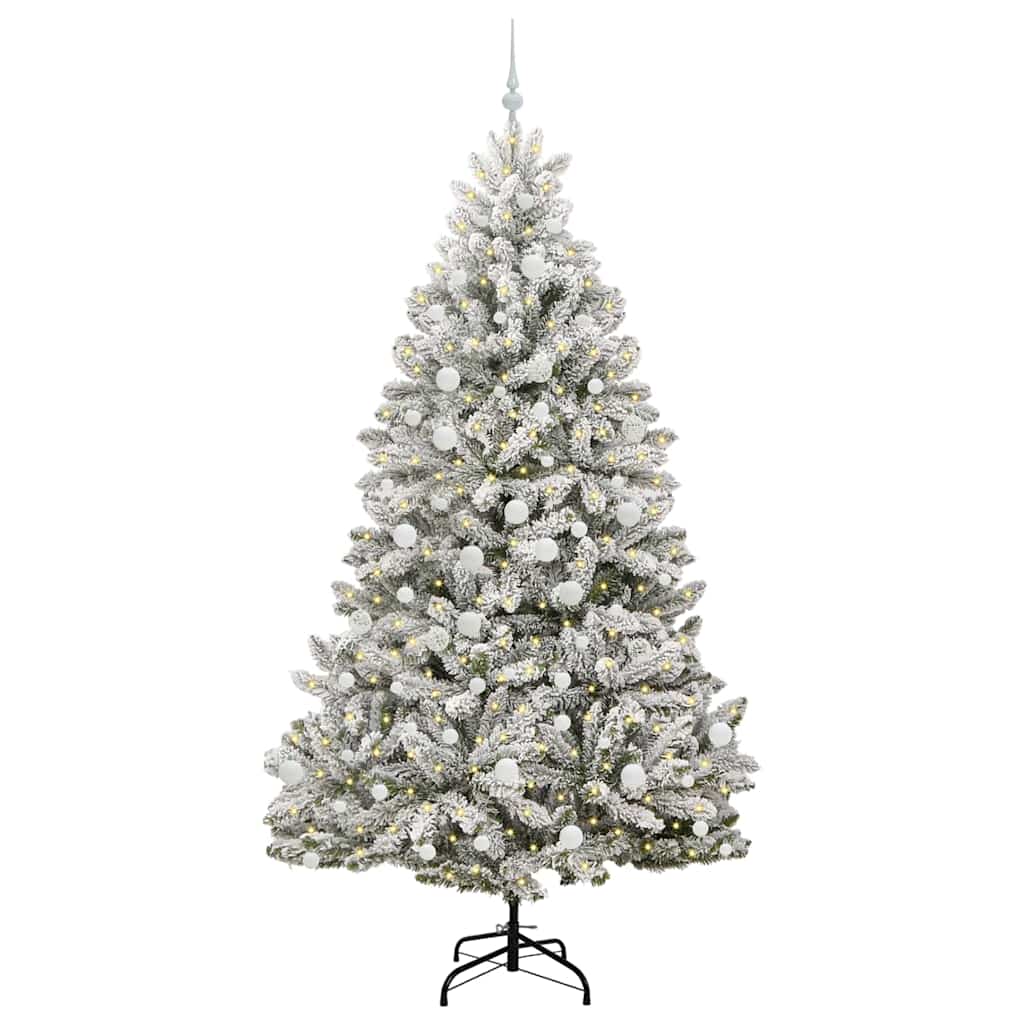 Mű karácsonyfa 300 LED-del Zöld és Fehér 210 cm PVC és fém