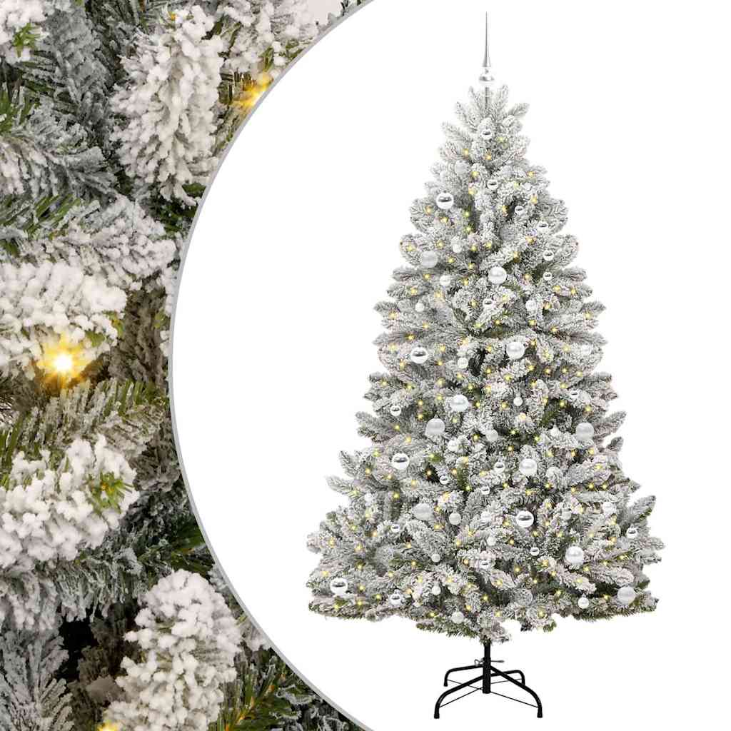 Mű karácsonyfa 300 LED-del Zöld és Fehér 210 cm PVC és fém