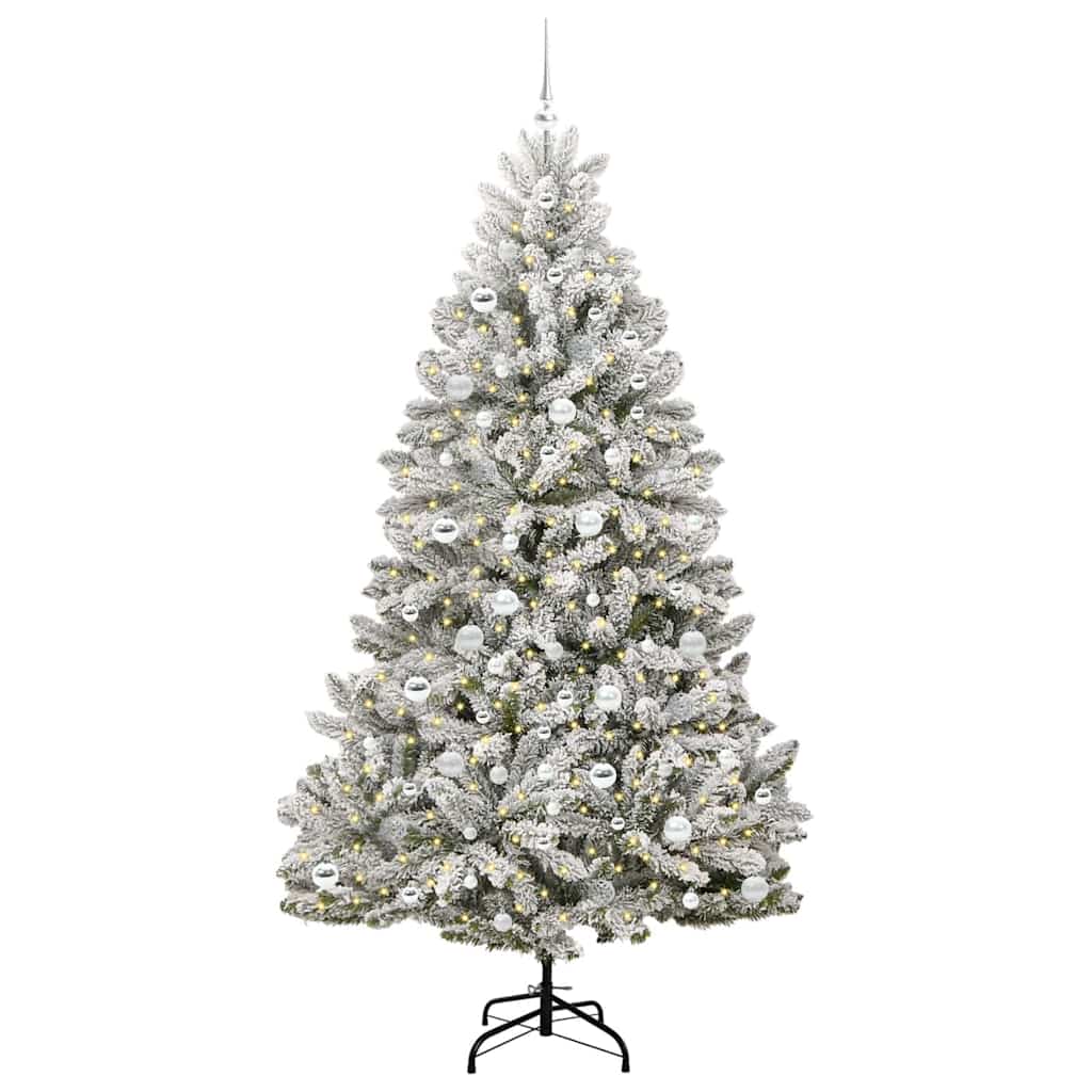 Mű karácsonyfa 300 LED-del Zöld és Fehér 210 cm PVC és fém