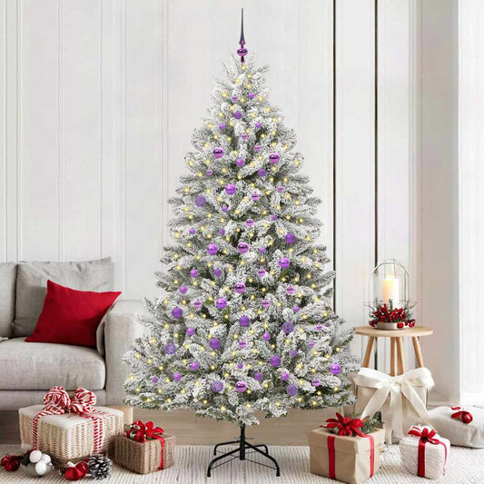 Mű karácsonyfa 300 LED-del Zöld és Fehér 210 cm PVC és fém