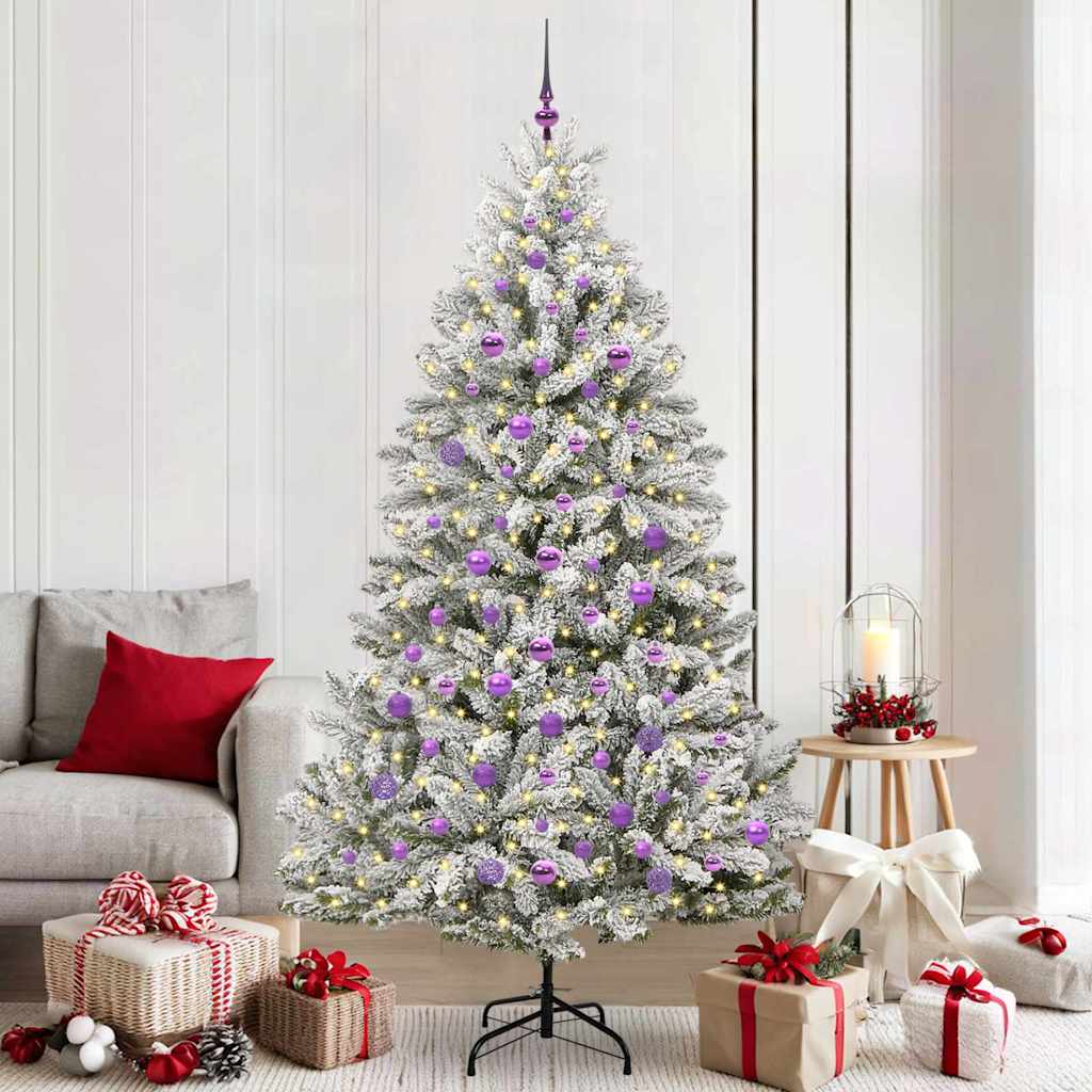 Mű karácsonyfa 300 LED-del Zöld és Fehér 210 cm PVC és fém