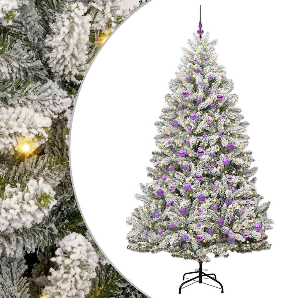Mű karácsonyfa 300 LED-del Zöld és Fehér 210 cm PVC és fém