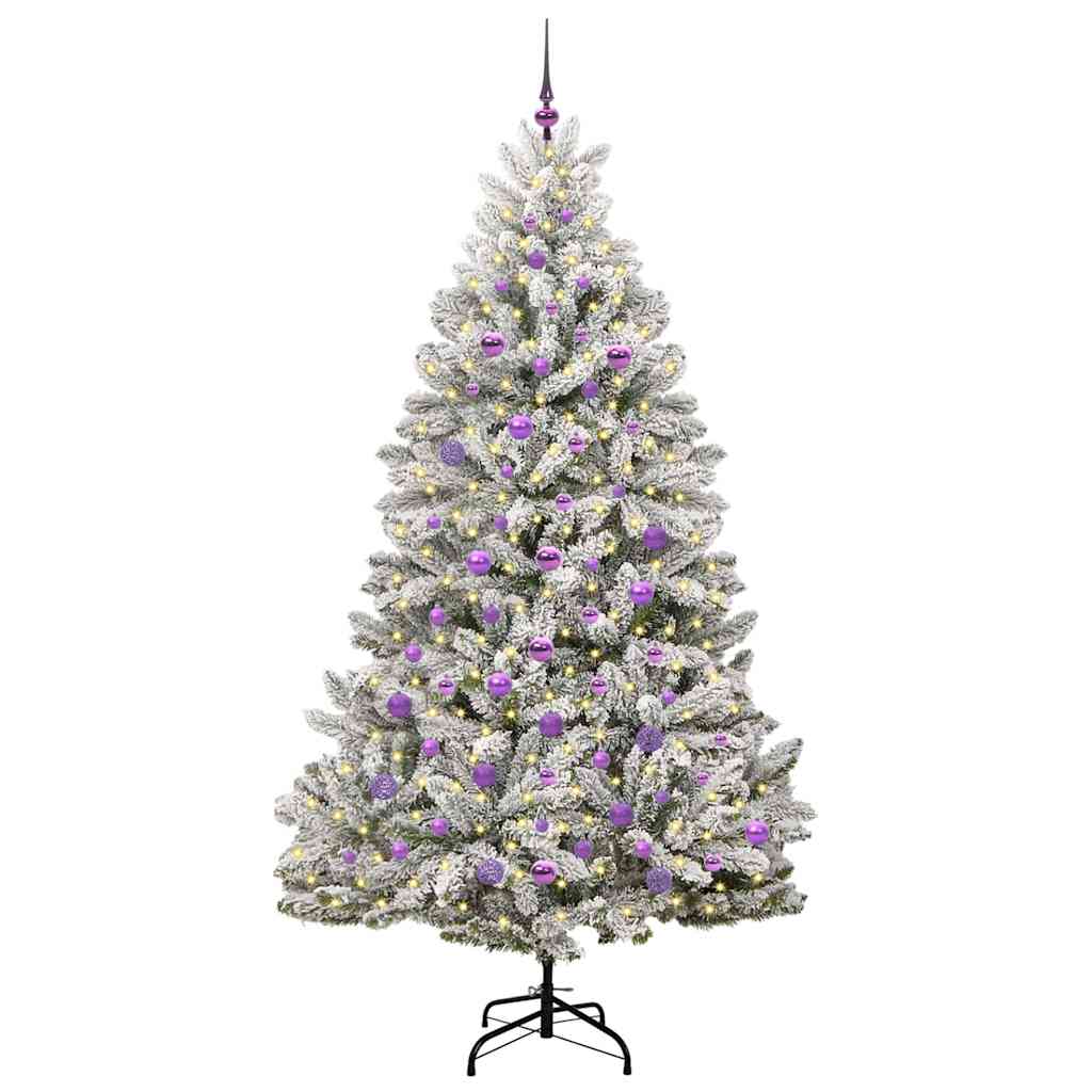 Mű karácsonyfa 300 LED-del Zöld és Fehér 210 cm PVC és fém