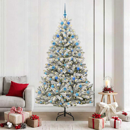 Mű karácsonyfa 300 LED-del Zöld és Fehér 210 cm PVC és fém