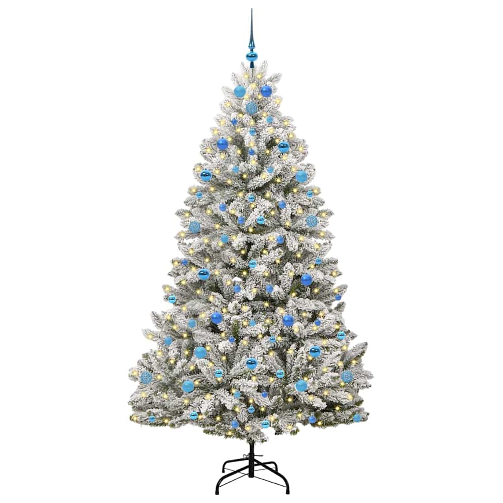 Mű karácsonyfa 300 LED-del Zöld és Fehér 210 cm PVC és fém
