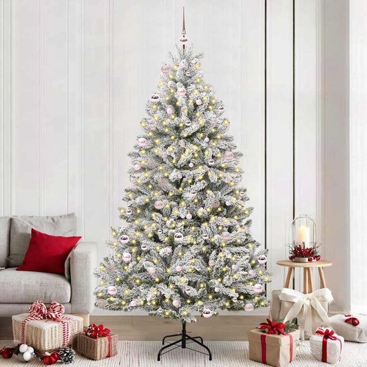 Mű karácsonyfa 300 LED-del Zöld és Fehér 240 cm PVC és fém