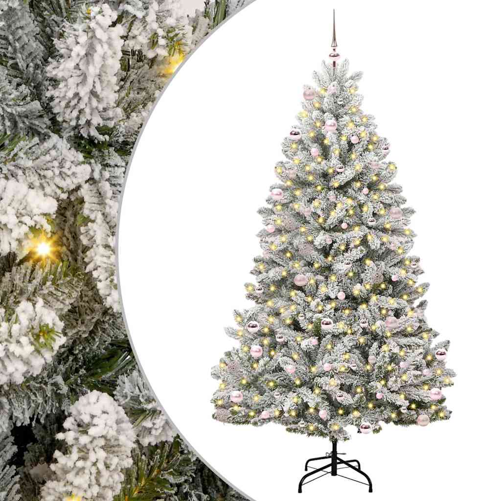 Mű karácsonyfa 300 LED-del Zöld és Fehér 240 cm PVC és fém