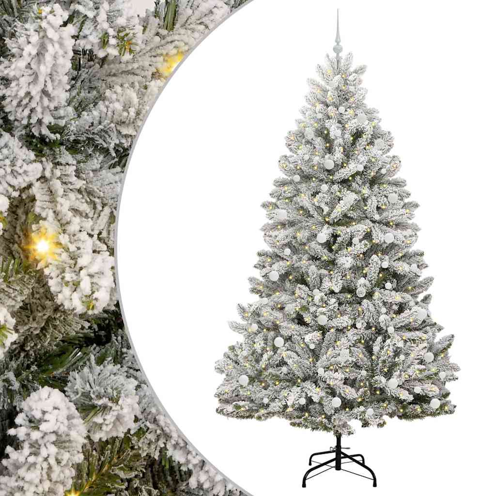 Mű karácsonyfa 300 LED-del Zöld és Fehér 240 cm PVC és fém