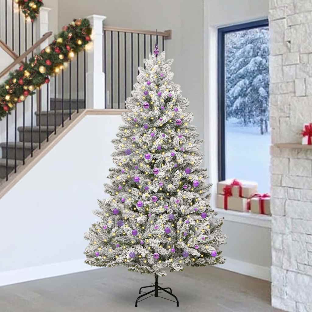 Mű karácsonyfa 300 LED-del Zöld és Fehér 240 cm PVC és fém