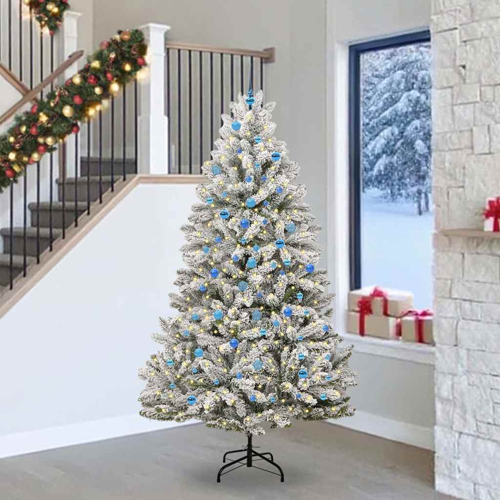 Mű karácsonyfa 300 LED-del Zöld és Fehér 240 cm PVC és fém