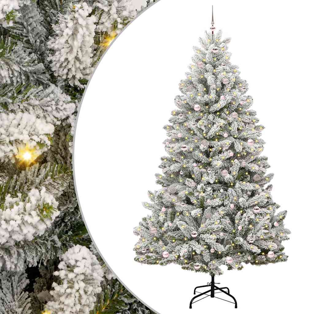 Mű karácsonyfa 300 LED-del Zöld és Fehér 270 cm PVC és fém