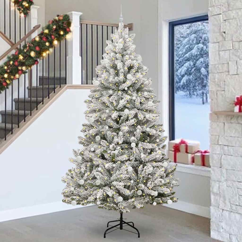 Mű karácsonyfa 300 LED-del Zöld és Fehér 270 cm PVC és fém