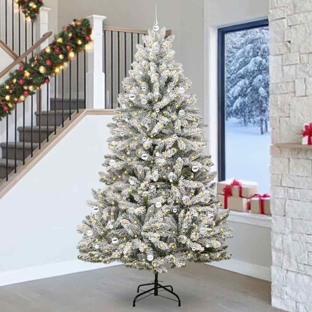 Mű karácsonyfa 300 LED-del Zöld és Fehér 270 cm PVC és fém
