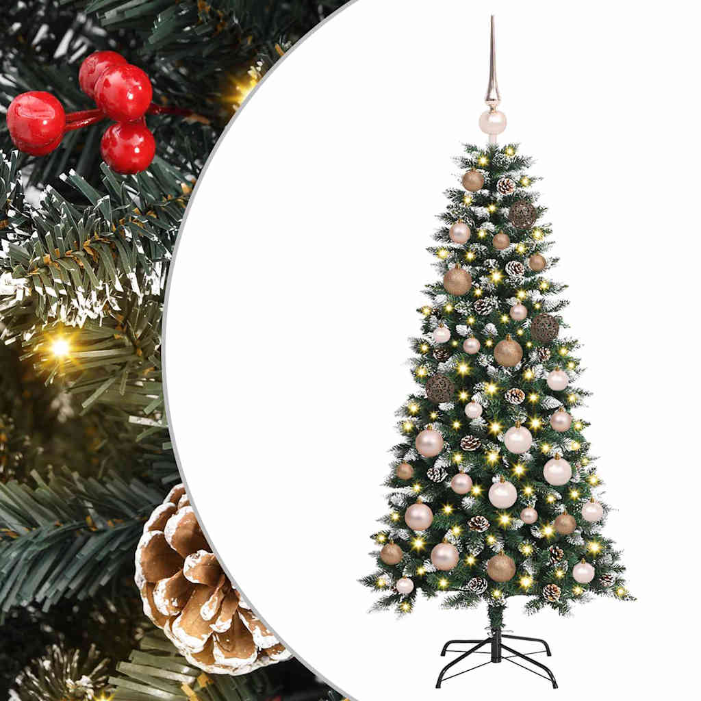 Mű karácsonyfa 150 LED-del Zöld 120 cm PVC és Műanyag és Acél
