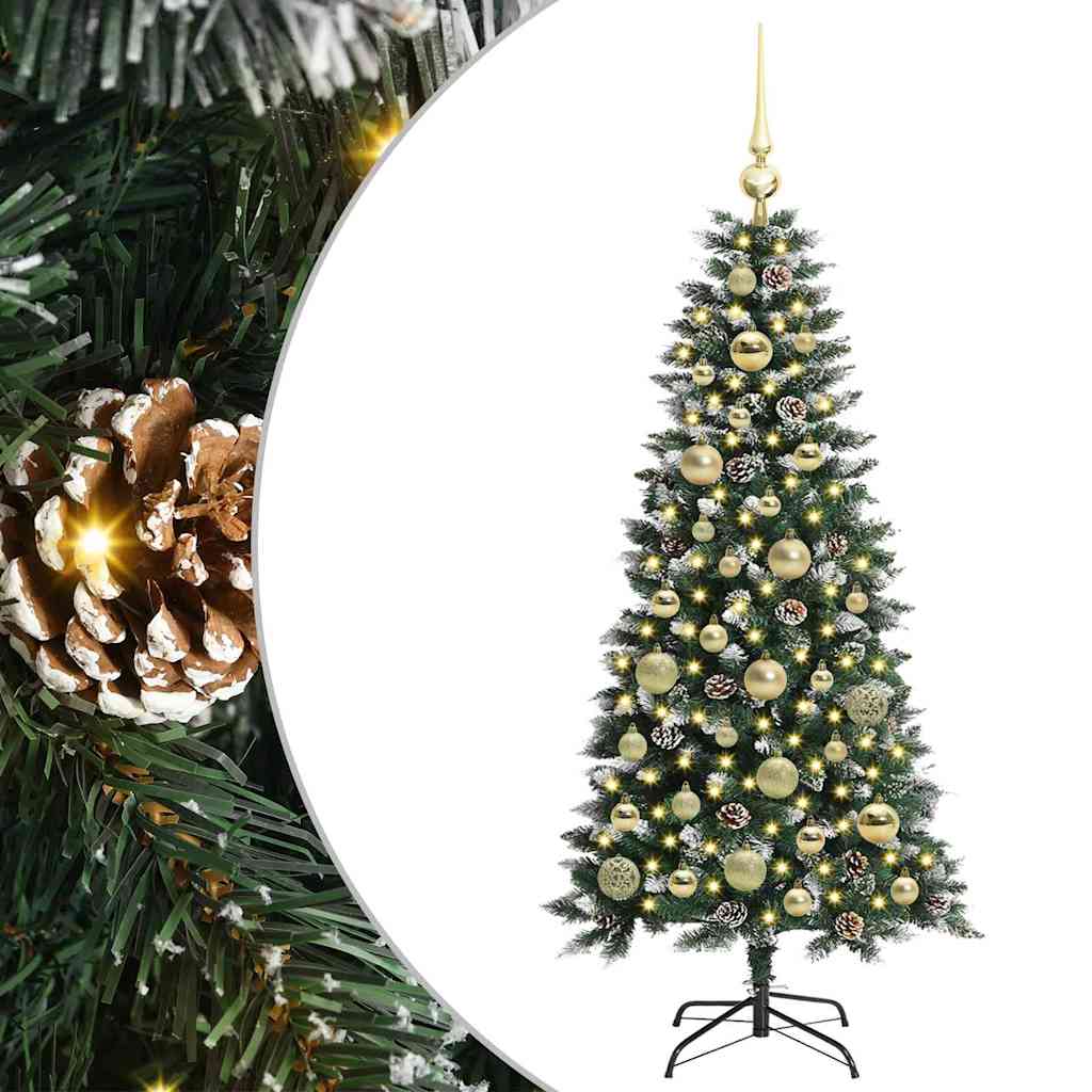 Mű karácsonyfa 150 LED-del Zöld 120 cm PVC és Műanyag és Acél