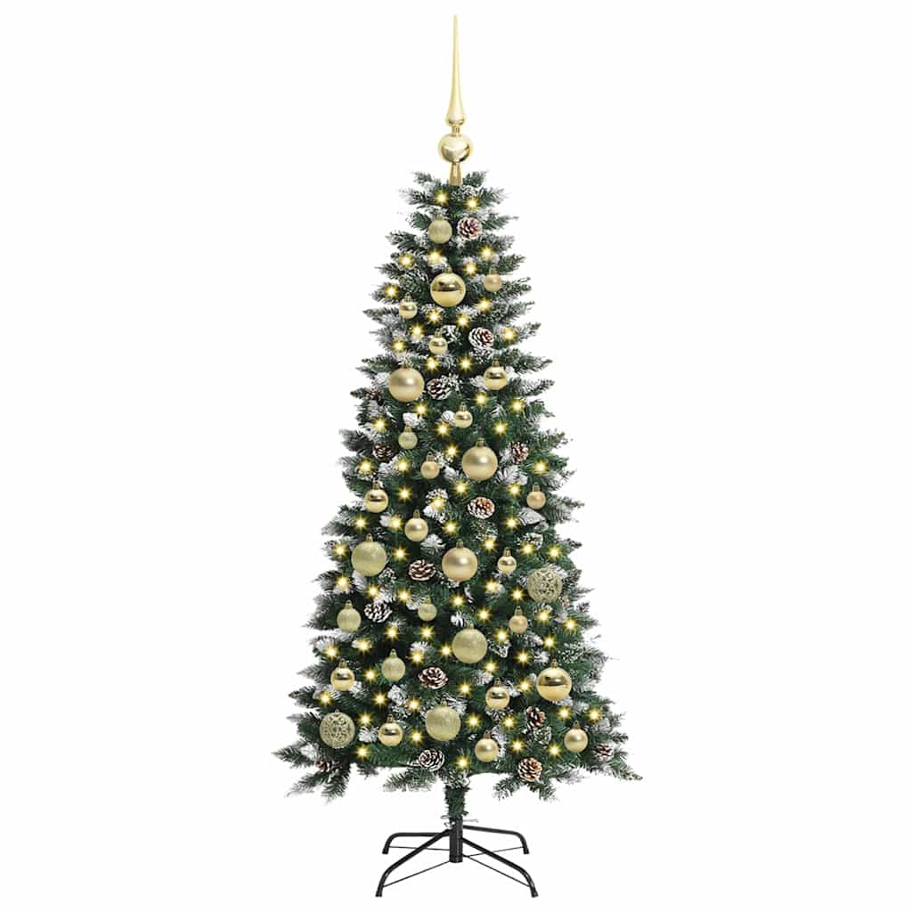 Mű karácsonyfa 150 LED-del Zöld 120 cm PVC és Műanyag és Acél