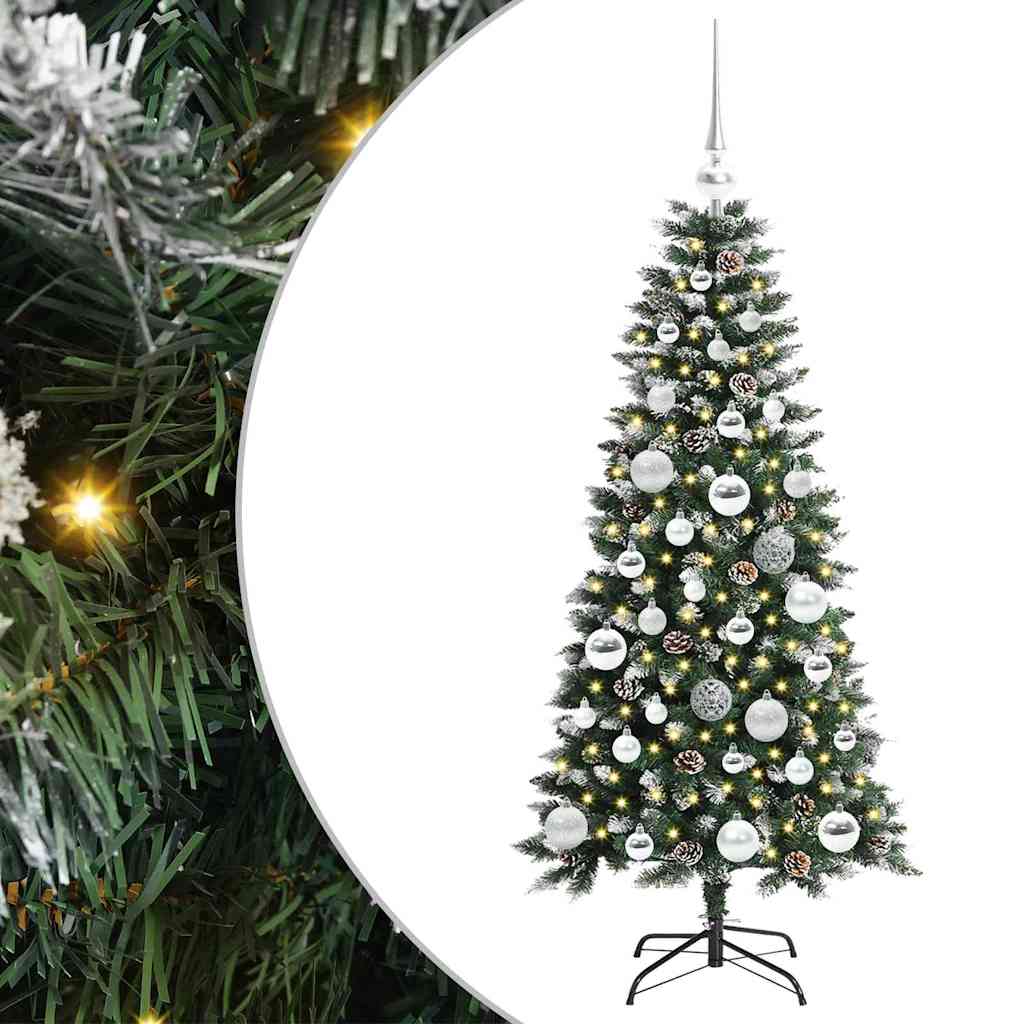 Mű karácsonyfa 150 LED-del Zöld 120 cm PVC és Műanyag és Acél