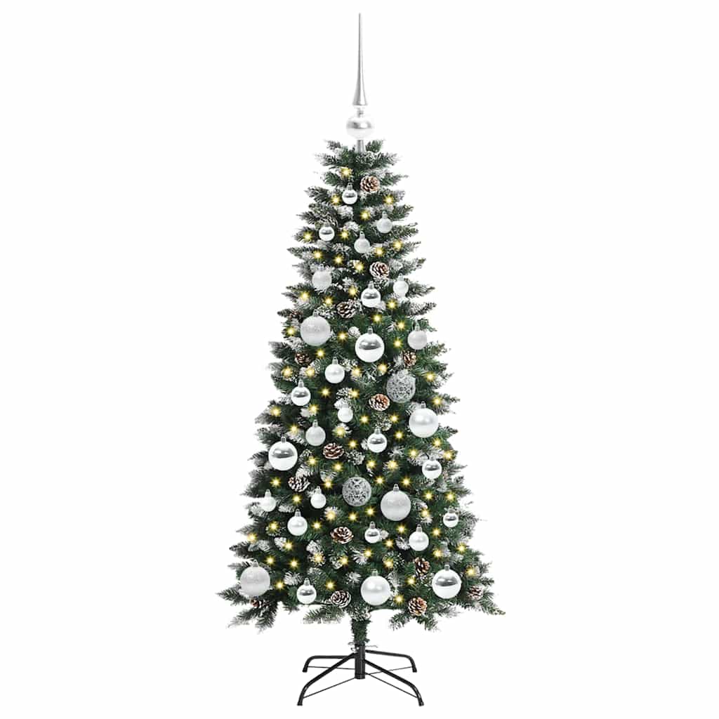 Mű karácsonyfa 150 LED-del Zöld 120 cm PVC és Műanyag és Acél